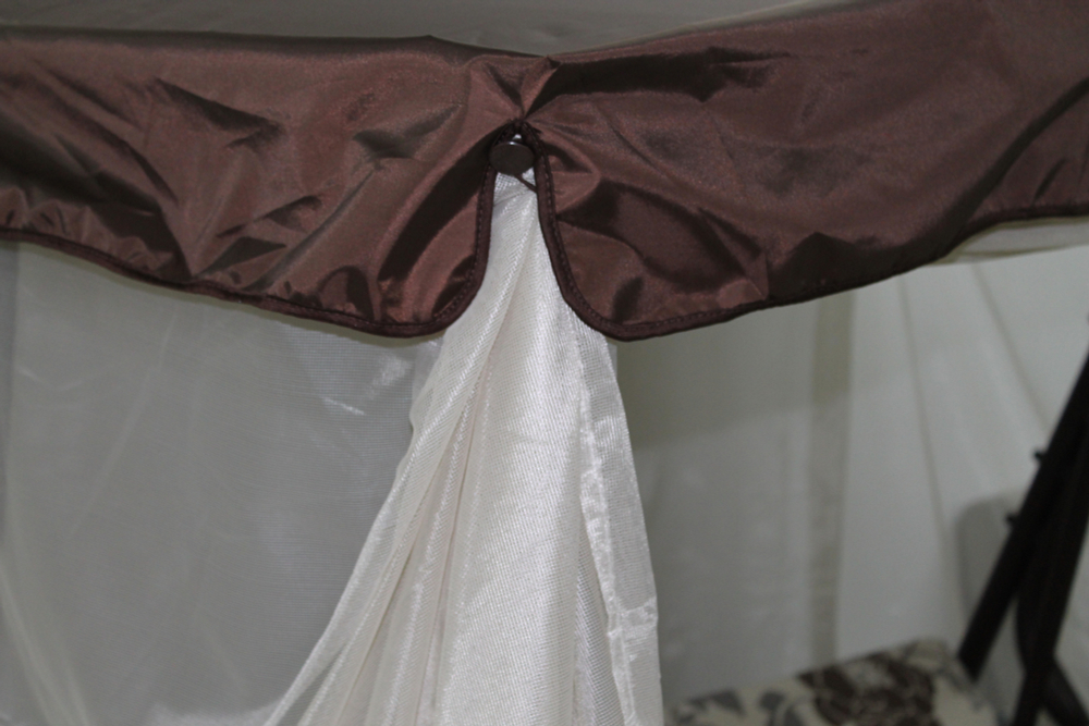 Качели садовые OLSA 3-х местные Турин меб.ткань(каркас коричневый, м/э бежевый рис.цветы)1 уп.