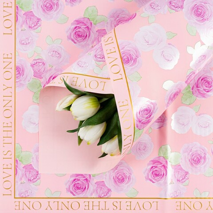 Пленка ЛИСТ "Нежность роз" 57*57см Розовая/20шт