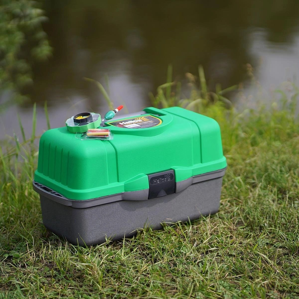 Ящик рыболовный для хранения снастей трехполочный зеленый