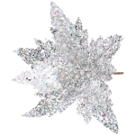 Украшение новогоднее «Пуансеттия - Царица ночи» 24 см, Серебро