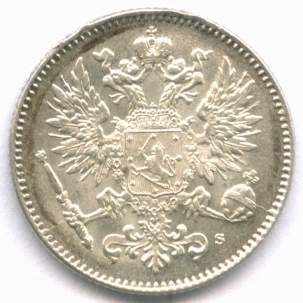 50 пенни 1917 год (S). Россия для Финляндии (орел с коронами). AUNC
