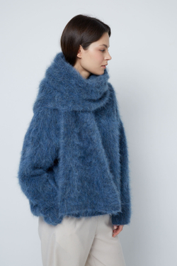 Шарф из альпака синий меланж