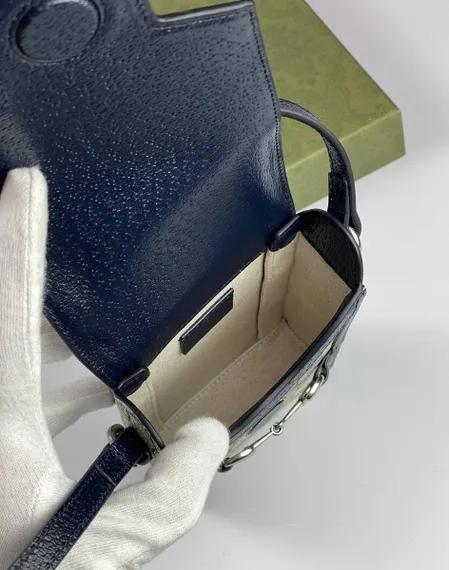 Мини-сумка Gucci Horsebit 1955 бежевый/черный