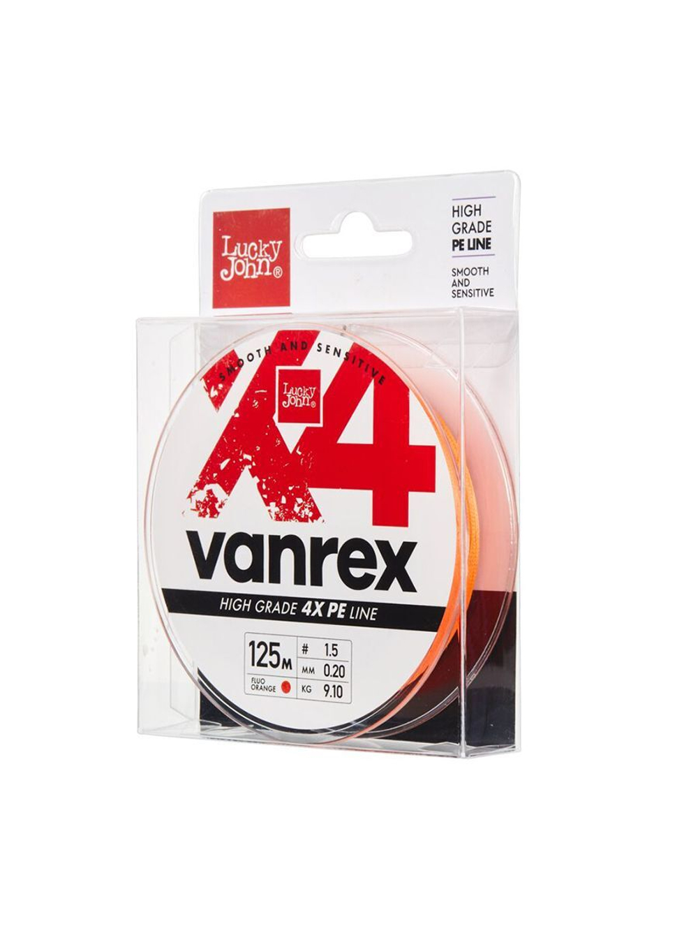 Шнур плетеный Lucky John Vanrex MICRO GAME х4 BRAID Fluo Green 125/010