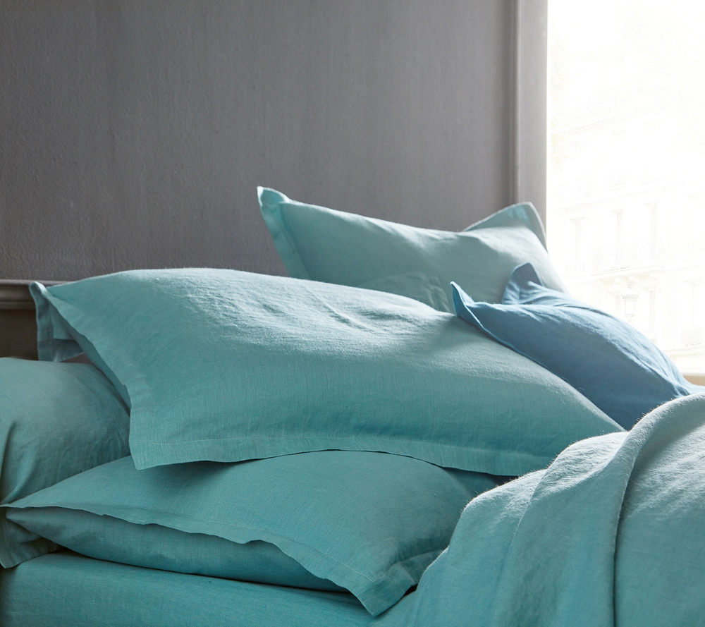 Постельное белье 2 спальное евро Blanc des Vosges Luxor Celadon голубое