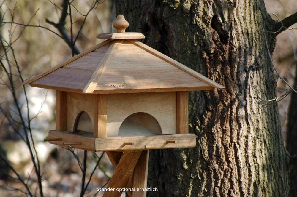 Кормушка для птиц уличная, 47х47х39, из массива дуба, с 4 выдвижными ящиками для корма, Dipriz