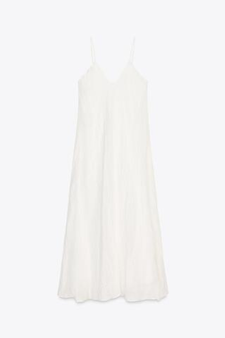 ZARA ПЛАТЬЕ ИЗ СМЕСОВОГО ЛЬНА — ZW COLLECTION, ЭКРЮ