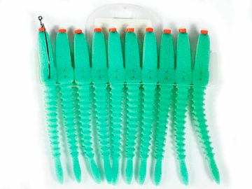 Приманки поролоновые 3D Ex WORM WGn 12см под офсетный крючок размер 1/0, 2/0, 3/0 10шт набор