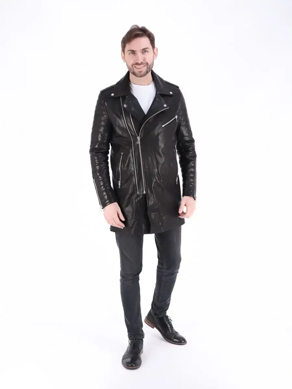 Плащ мужской кожаный, куртка мужская