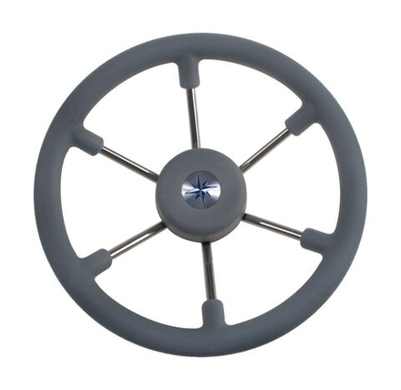 Рулевое колесо VN7330-03 LEADER TANEGUM серое, серебряные спицы диам.330 мм