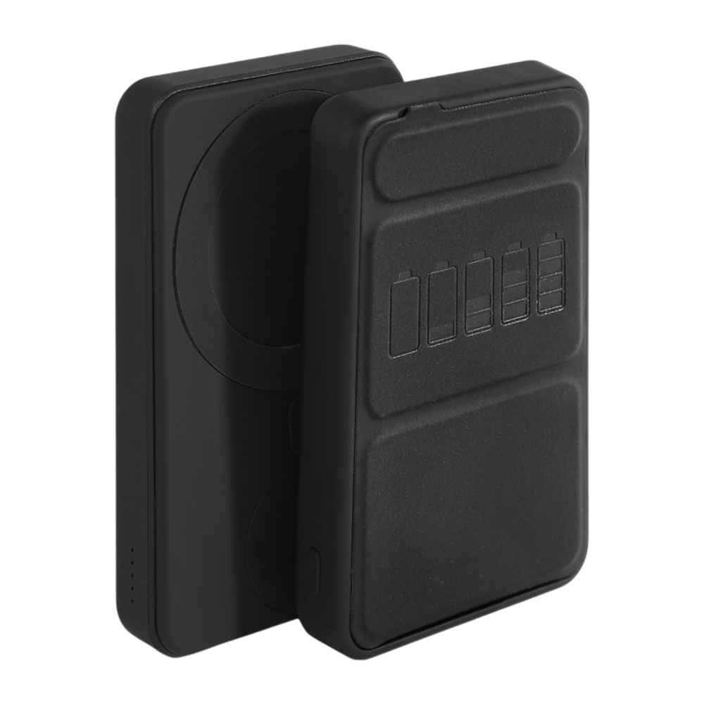 Внешний аккумулятор MagSafe с подставкой Студия Артемия Лебедева «Пауэрбанкус: Заряд» (10000 мА·ч) Беспроводная зарядка: Qi 15 Вт, магнитное крепление для зарядки Apple Watch (Qi 2 Вт). Проводная зарядка: USB-C. Есть Lightning для зарядки аккумулятора, LE