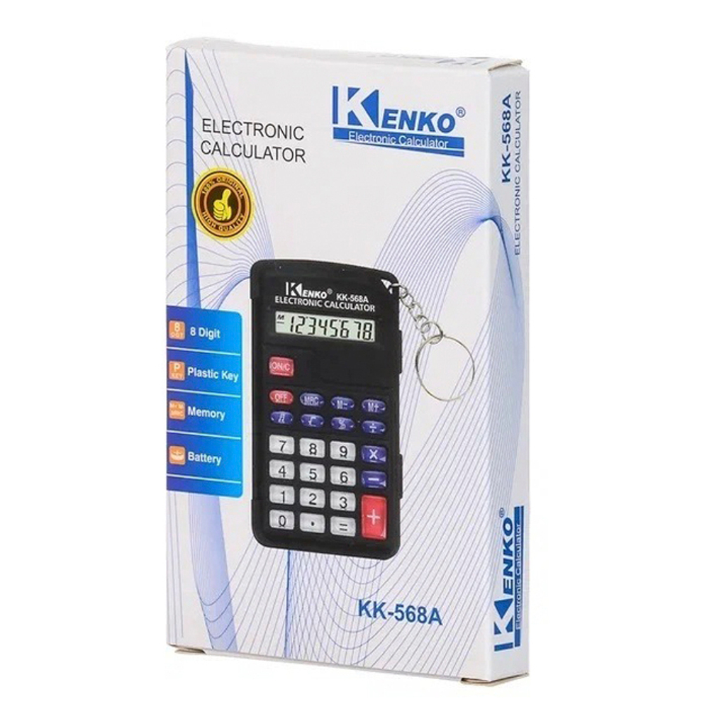 Калькулятор карманный Kenko 8 Bit с крышкой и брелком, LCD, 10.2*6.2*1.4 см, чёрный