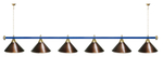 Лампа STARTBILLIARDS 6 пл. (плафоны зеленые,штанга зеленая,фурнитура золото)
