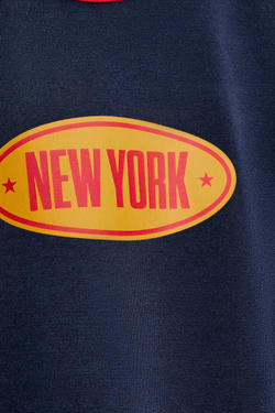 ZARA ФУТБОЛКА С НАДПИСЬЮ, СИНИЙ