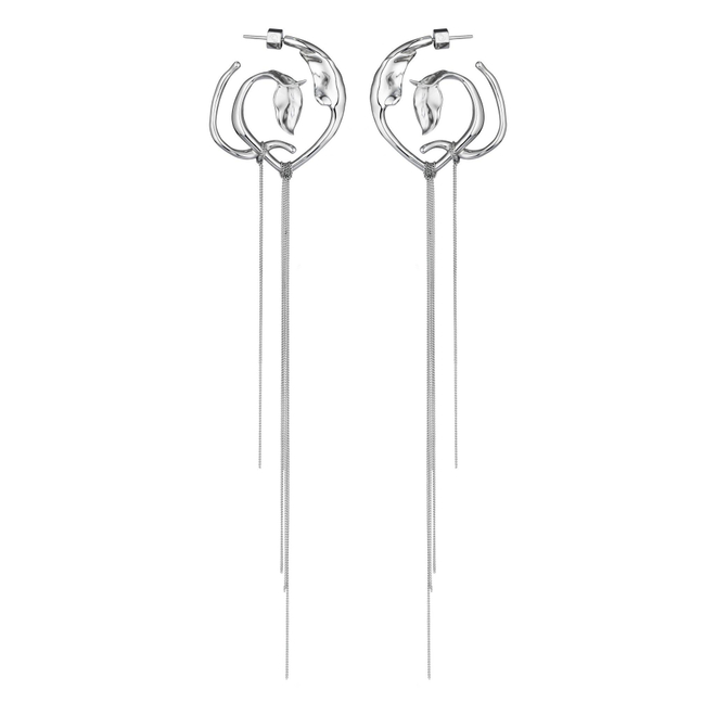 Серьги круглые с листьями