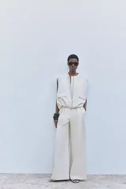 ZARA ЖИЛЕТ ОВЕРСАЙЗ — ZW COLLECTION, ЭКРЮ