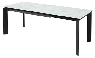 Стол CREMONA 160 KL-99 Белый мрамор матовый, итальянская керамика / черный каркас, ®DISAUR