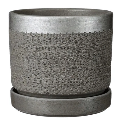Горшок керамический Брюссель серый серебро цилиндр №2