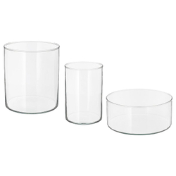 IKEA CYLINDER  (ИКЕА СЙЛИНДЕР)  -  Кувшин/чаша, 3 штуки, прозрачное стекло