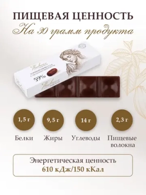 Батончик Горький шоколад с Фиником без сахара 30г Пища богов