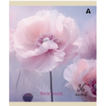 Тетрадь 36 л., А5, клетка, Alingar "Нежный букет", скрепка, офсет, мелованная бумага, 5 дизайнов в пленке т/у