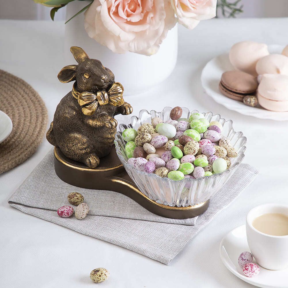 Фруктовница-конфетница Кролик Банни Бронза с чашей Аврора
