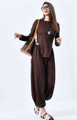 Брюки женские широкие 1199 шоколад