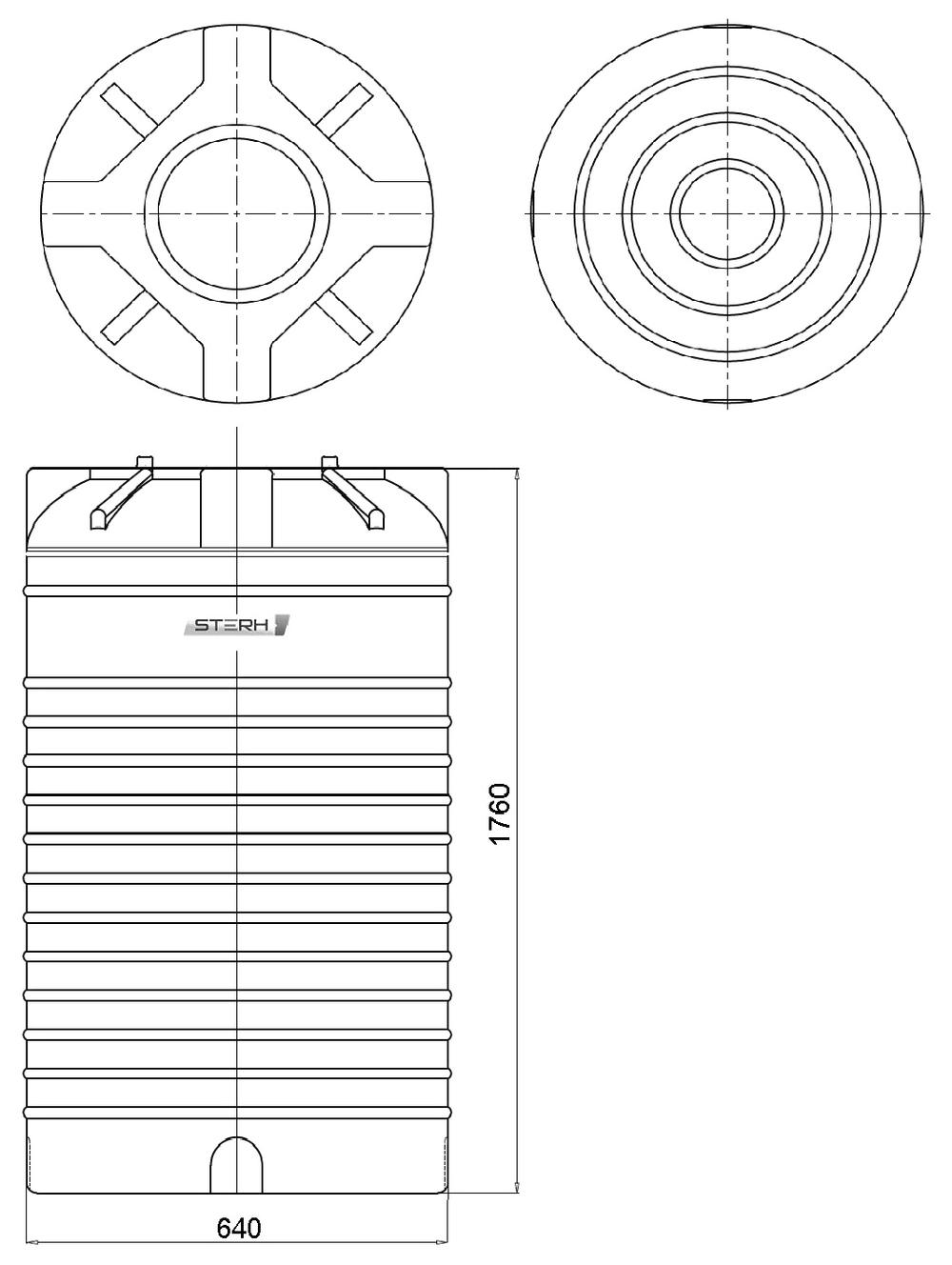 Ёмкость пластиковая пищевая STERH VERT 500 л. вертикальная (64x64x176см;синий) - арт.555075