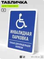 Табличка для парковки "Инвалидная парковка", для дома, офиса, организаций, 40х30 см, Silver Plane x Айдентика Технолоджи
