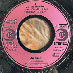 Винтажная виниловая пластинка LP Gianna Nannini America (Germany 1979) 7 дюймов, 45 RPM, Single