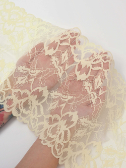 Эластичное кружево для белья цвет сливочное масло ширина 22 см