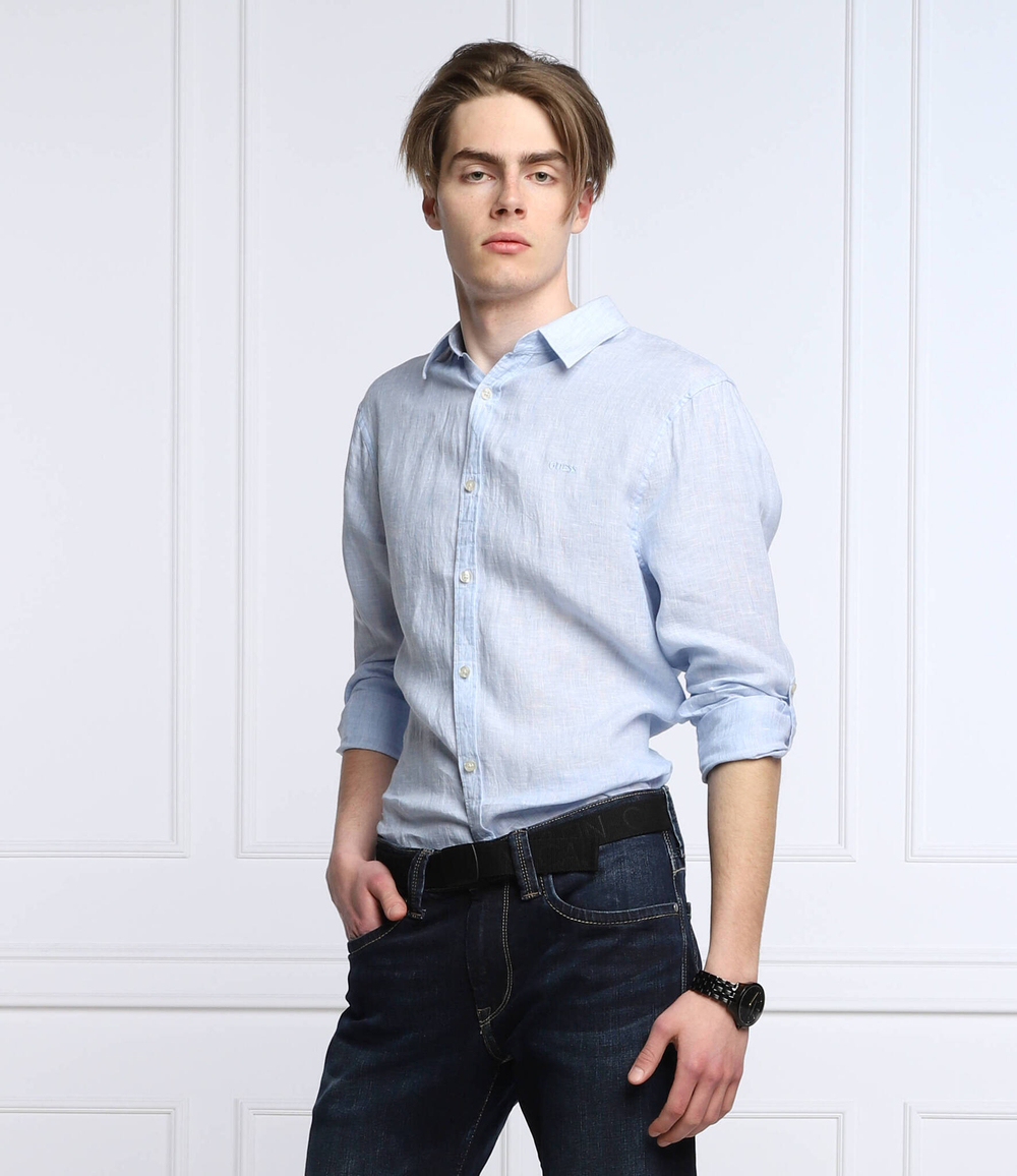 льняная рубашка collins GUESS - голубой(M2GH25 WEKP0)