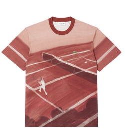 Мужская теннисная футболка Lacoste Classic Fit Tennis Print - Коричневый