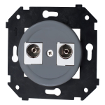 Розетка телевизионная двойная, оконечная, пластик, титан B3-306-26