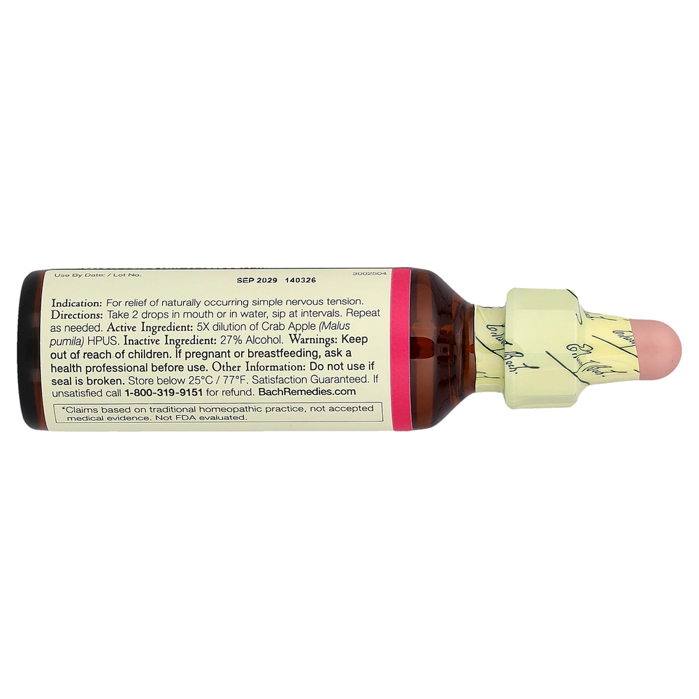 Bach, Original Flower Remedies, крабовое яблоко, 20 мл (0,7 жидк. унц.)