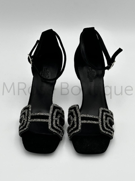 Женские сандалии босоножки Hermes Premiere черного цвета