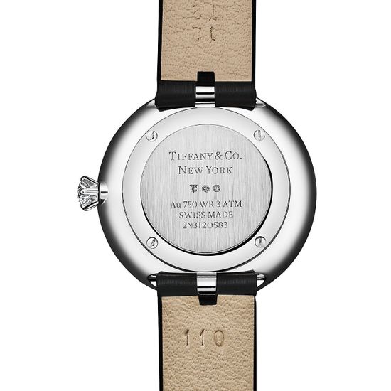 Часы Tiffany Eternity 28 MM Round в белом золоте с сапфирами и бриллиантами