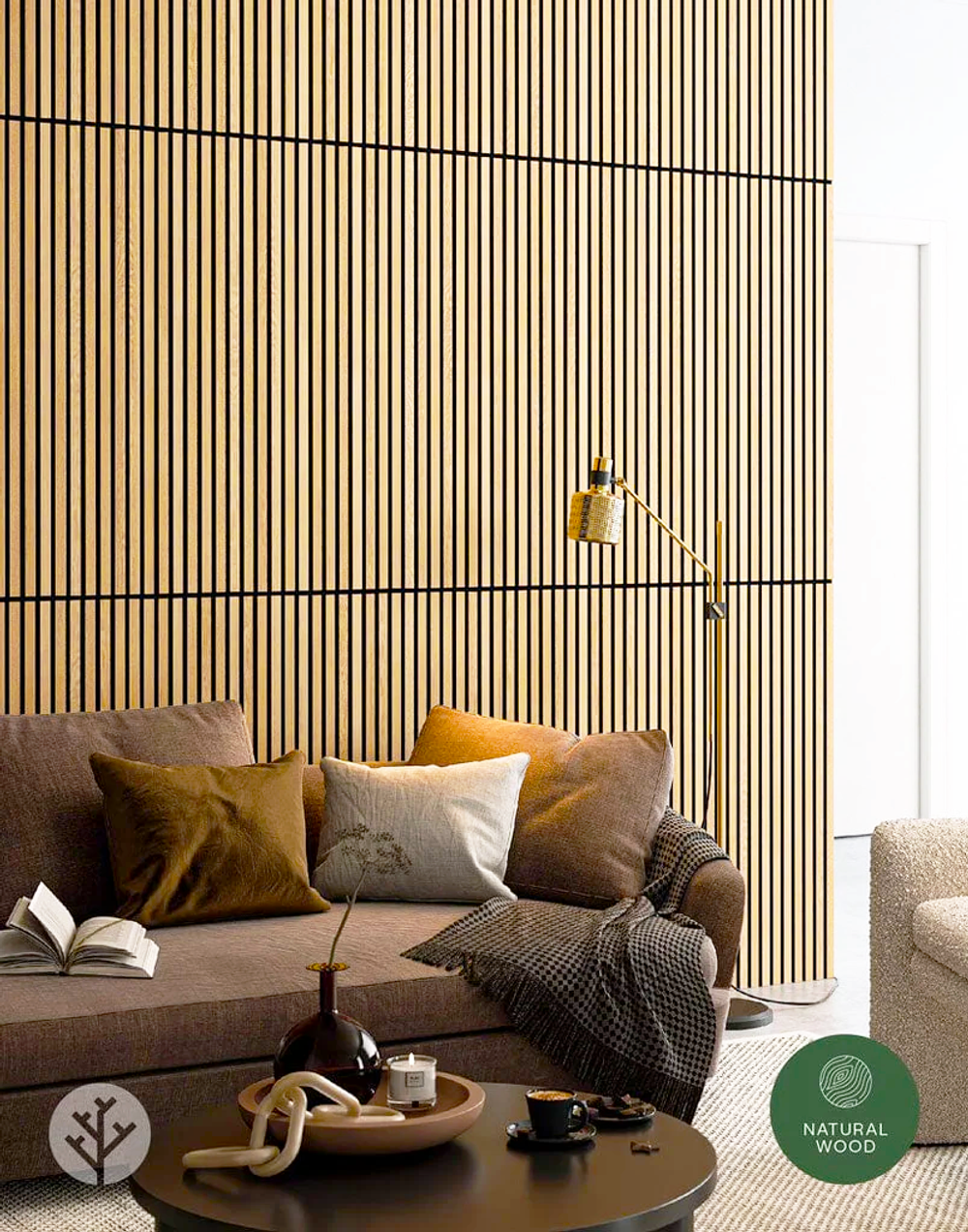 Акустическая панель РП 27 мм Белый дуб, 278x60 см