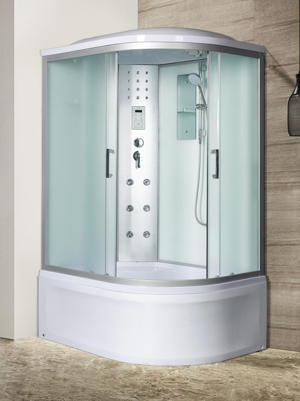 Душевая кабина RIVER  DUNAY 120/90/44  MT L 120х90 см,  матовое стекло, поддон высокий, радио, левосторонняя
