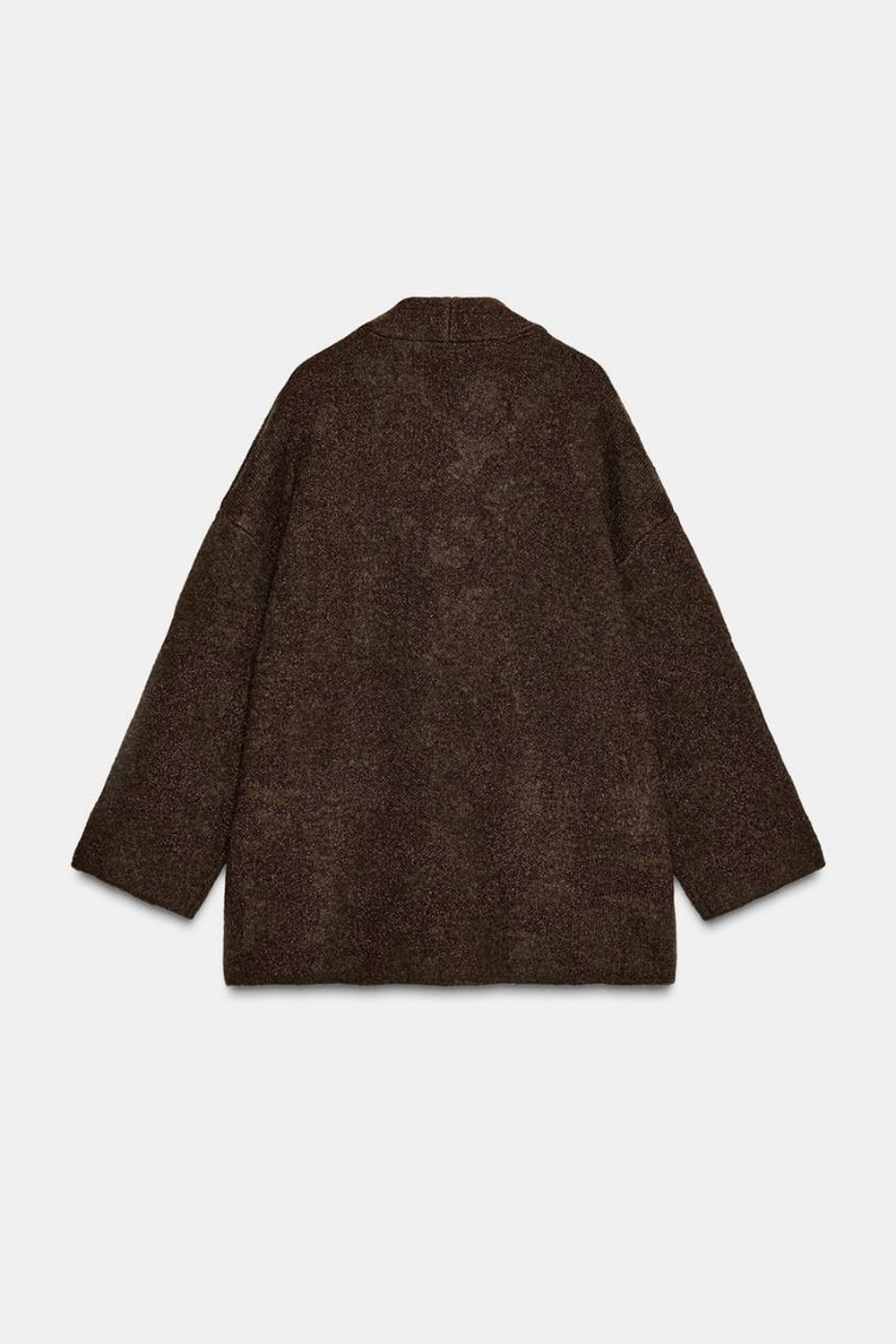 ZARA ЖАКЕТ ИЗ ТРИКОТАЖА С БЛЕСТЯЩЕЙ НИТЬЮ, КОРИЧНЕВЫЙ