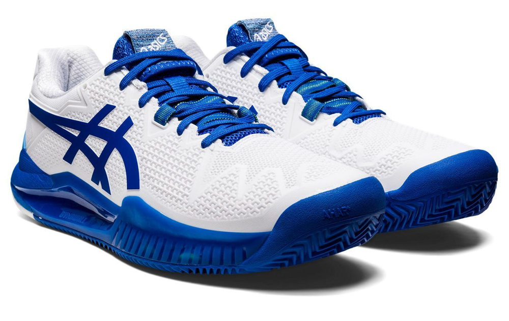 Мужские кроссовки теннисные Asics Gel-Resolution 8 Clay - white/tuna blue