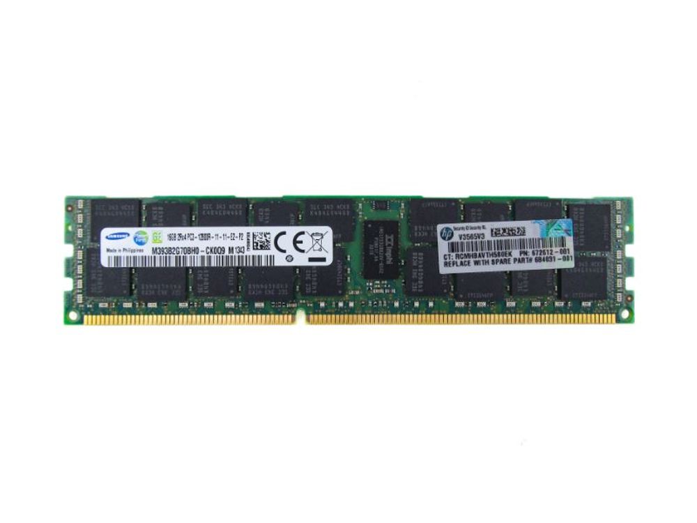 Оперативная память HP 16GB DUAL RANK X4 PC3-12800R REGISTERED CAS-11 MEMORY KIT 672612-081