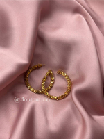 Серьги полукольца рельефные грани золотистые