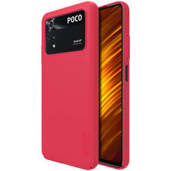 Тонкий жесткий чехол красного цвета для Xiaomi Poco M4 Pro 4G от Nillkin, серия Super Frosted Shield