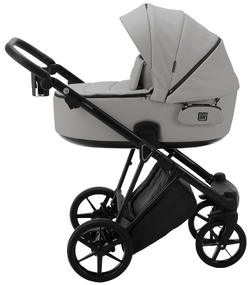 Детская коляска Adamex Porto Deluxe 2 в 1 PO-SA03 (СВ.СЕРАЯ.КОЖА)