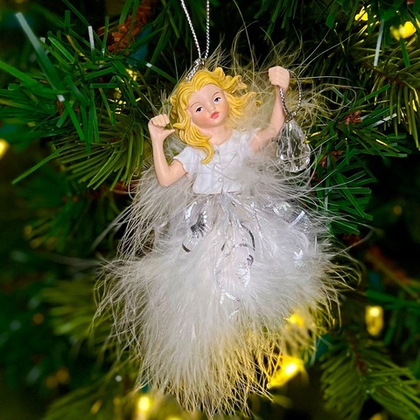 Девочка в белом платье, ёлочное украшение