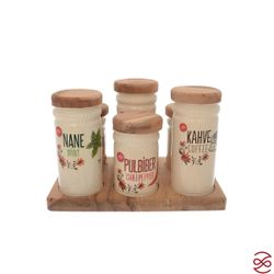 Набор контейнеров с крышками на подставке Yildiray Metal (6 шт) бежевый