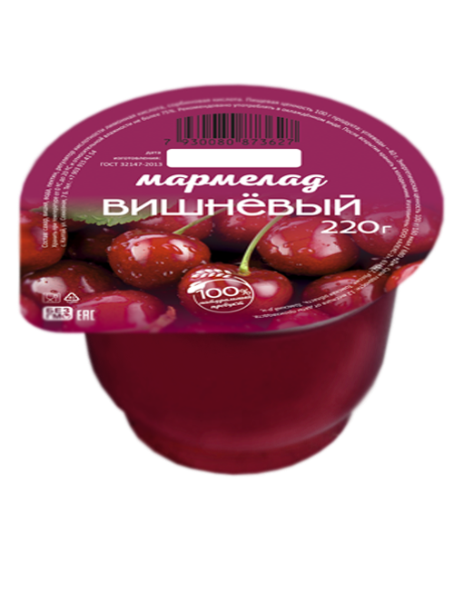 Мармелад Вишневый 220 гр / коробка / 10 пластиковых баночек