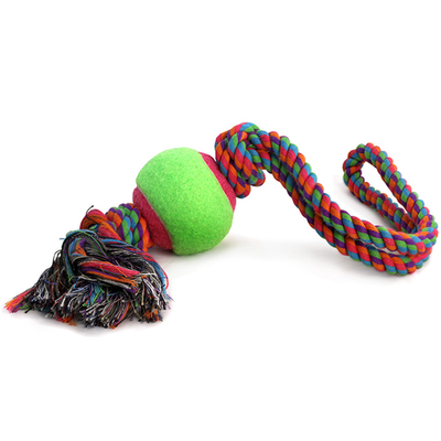 Игрушка для собак "верёвка с петлей, 2 узла и мяч", d65/450мм, triol