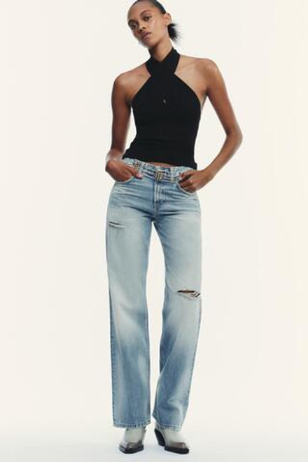 ZARA ТОП ХАЛТЕР С ТЕКСТУРНЫМИ СБОРКАМИ, ЧЕРНЫЙ